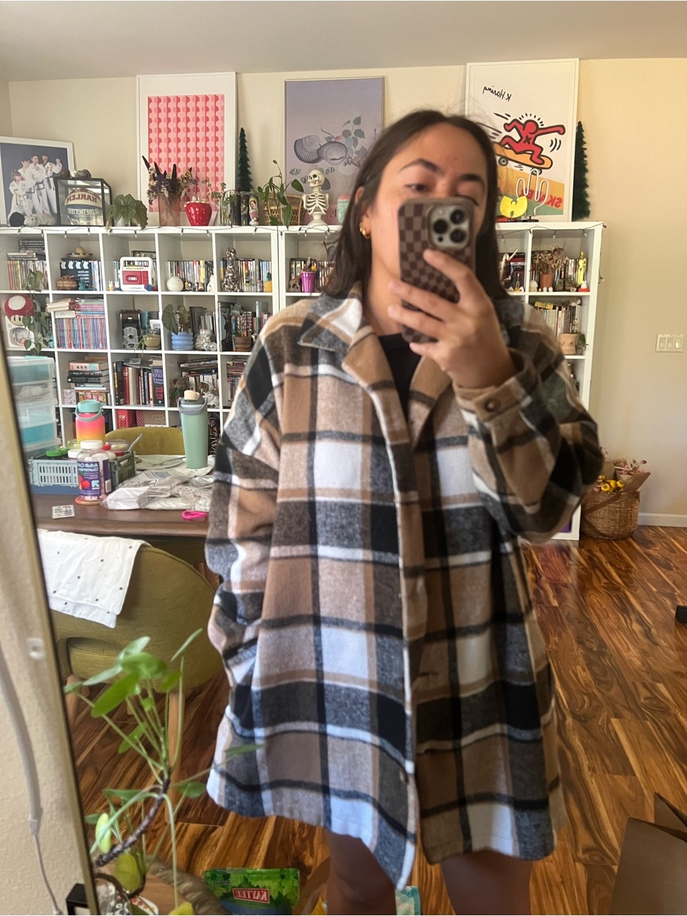 Plaid pea coat